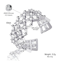 925 Sterling Silver Adjustable Geometric Ring with AAA Cubic Zirconia 382