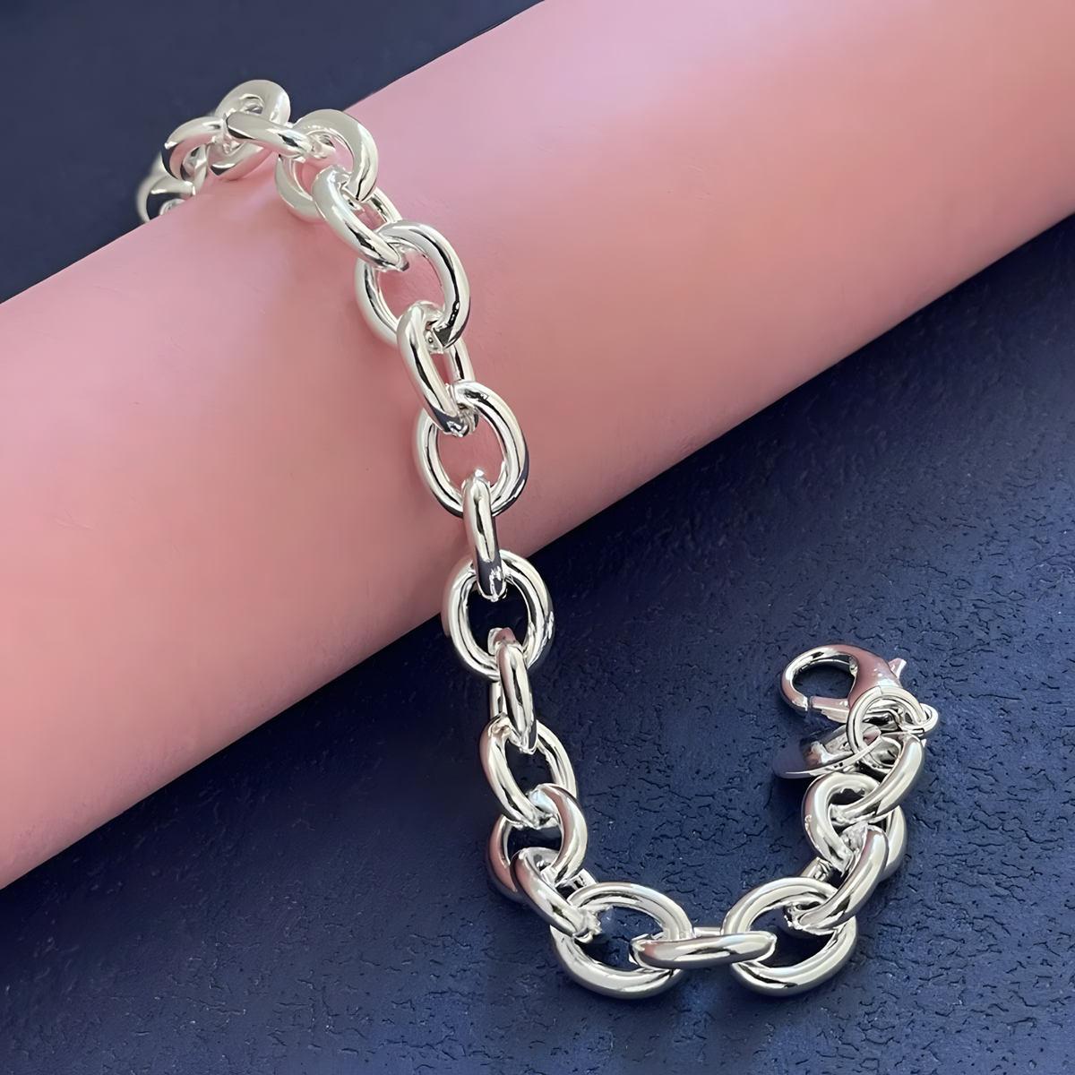 925 Sterling Chunky Chain Bracelet For Women Rolo Link Statement Bracelet 1760