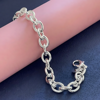 925 Sterling Chunky Chain Bracelet For Women Rolo Link Statement Bracelet 1760