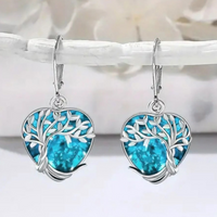 Heart Tree Earrings 33mm Length 18x16mm Heart Pendant 5.2g Lightweight 1399