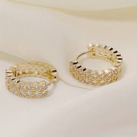 Exquisite Double Row Inlay Zircon Plated Hoop Earring Women Wedding Party 44 UK