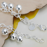 Bell Charm Bracelet for Women – Cable Link Chain, Lobster Clasp Extender 1427