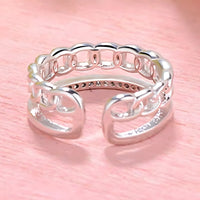 925 Sterling Silver Crown Ring Women; Adjustable Rhinestone Open Finger Band 393