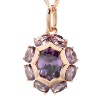 Women's Oval Purple Zircon Pendant Necklace 585 Rose Gold Color Chain Copper 589