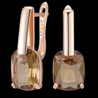 585 Rose Gold Colour Black Ceramic Drop Earrings for Women Copper Leverback 1298