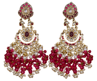 Elegant Bollywood Inspired Gold Kundan Earrings - Traditional Indian Jewelry 206
