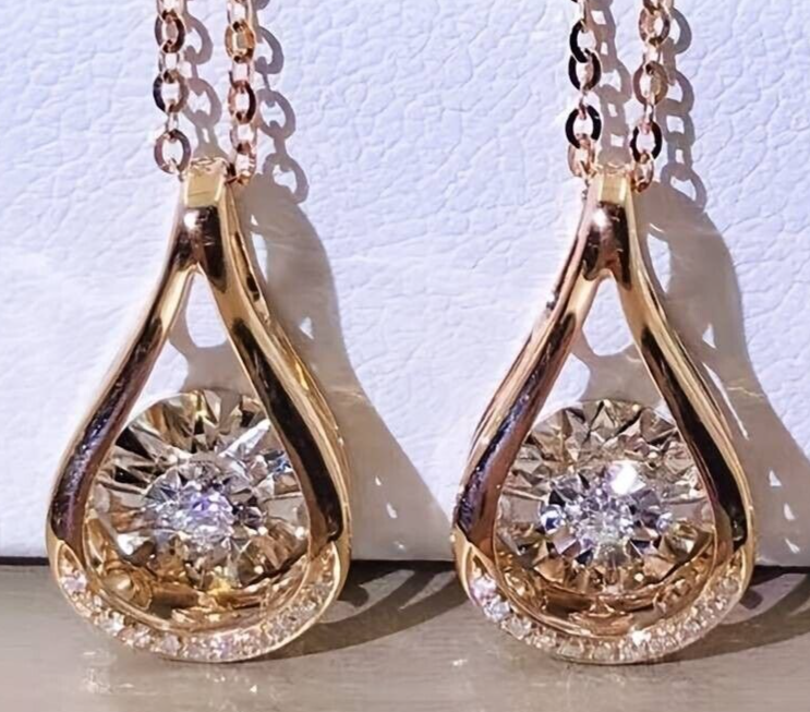 Elegant 18K Plated Round Cut Zircon Waterdrop Pendant Necklace 2 UK
