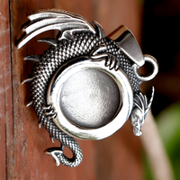 Viking Dragon Tree of Life Pendant Necklace Men– Stainless  Nordic Run 1067