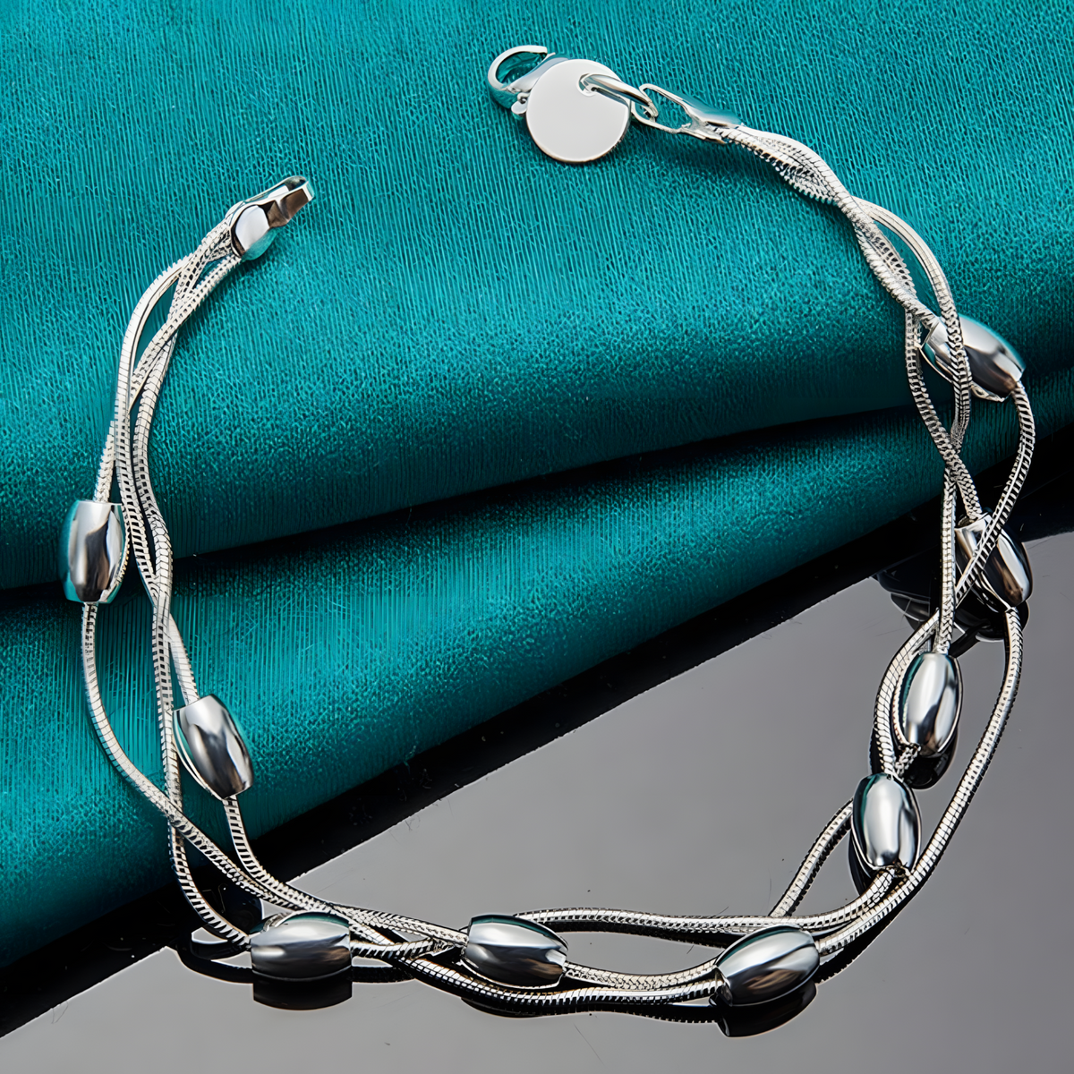 Unified Jewellery Luxury Multi Strand Oval Bead Bracelet Lobster Clasp 1899