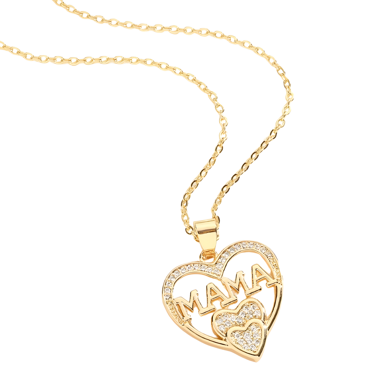 Unified Jewellery Gold "Mama"Heart Pendant Necklace Sparkling Crystal Mother B16