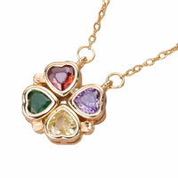 Multicolour Four Leaf Clover Heart Pendant Necklace For Women Openable 1699