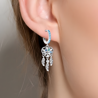 925 Sterling Silver Dreamcatcher Drop Earrings for Women MultiColour Zircon 821