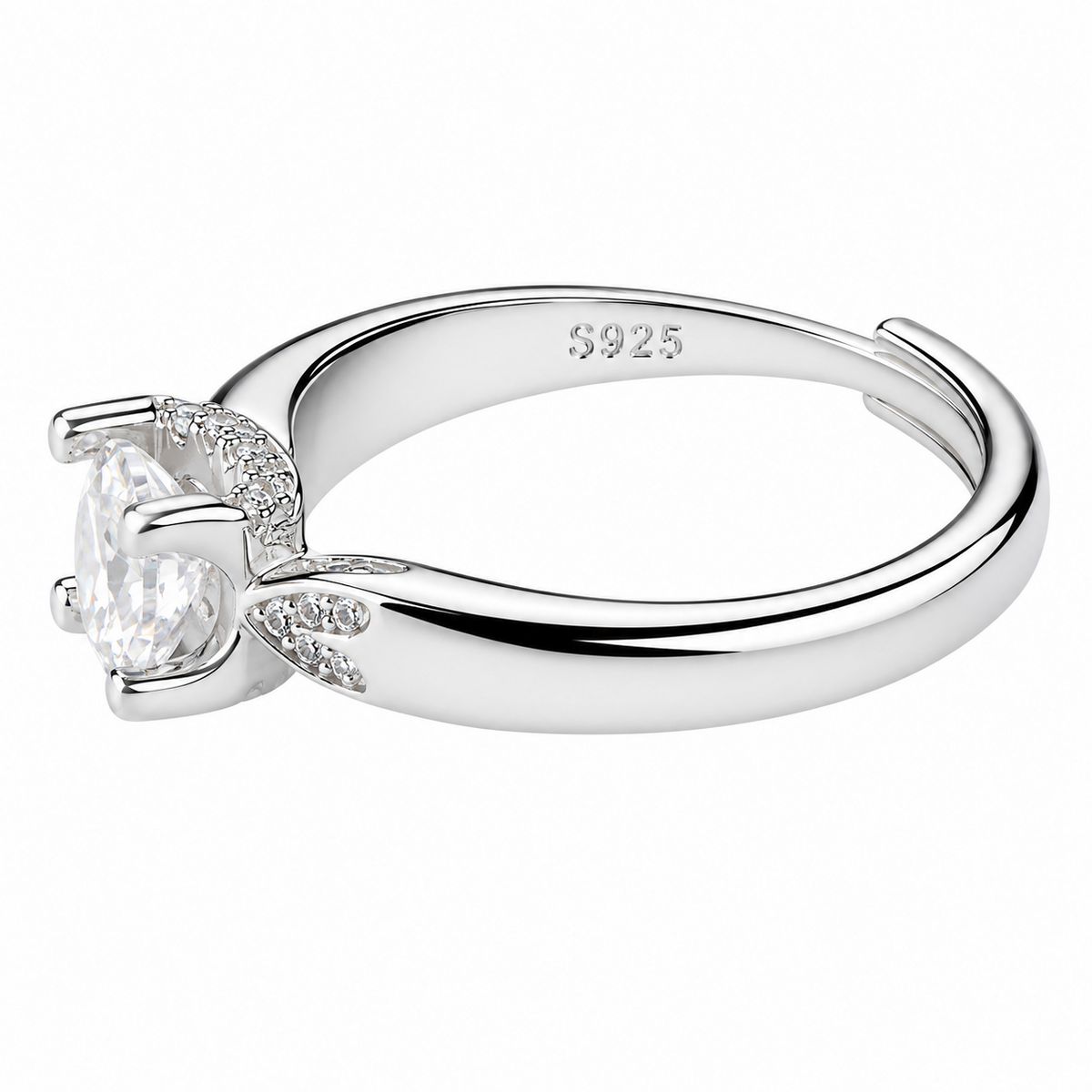 Adjustable Wedding Ring Hidden Halo Split Band Pavé Statement Ring Diamond 1669