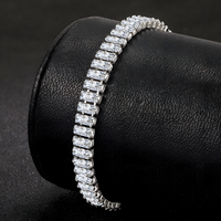 925 Silver-Plated Baguette Crystal Tennis Bracelet for Women – Elegant Chain 882