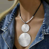 Punk Style Statement Necklace and Dangle Earring Set Women Large Two-Tone B108
