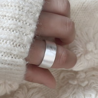 S925 Stamped Silver Tone Wide Band Ring Brushed Satin Finish Adjustable 1488