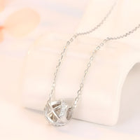 925 Sterling Silver Modern Globe Necklace for Women – Crisscross Pendant 284