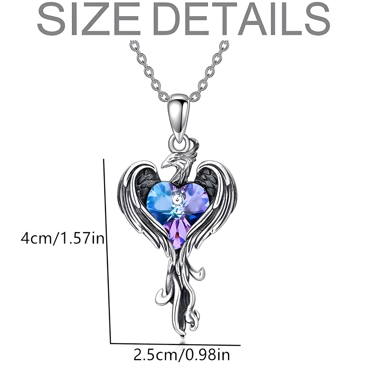 Phoenix Necklace for Women | Sterling Silver Plated Phoenix Bird Pendant B155