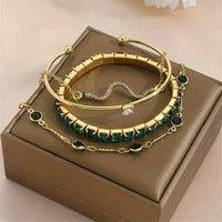 4pcs Shiny Iced Out Rhinestone Bangle Bracelet Set Stackable Hand Jewelry 77 UK