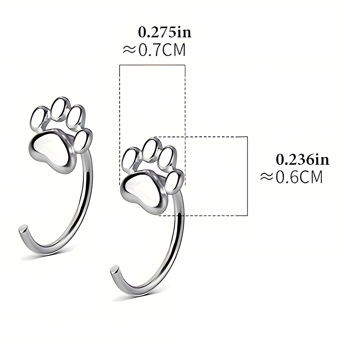 Fashion Silver Color Cat Paw Stud Earrings For Women Minimalist Metal Circle 508