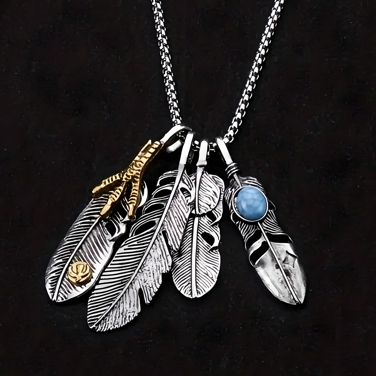 Retro Style Titanium Steel Feathers Pendant Necklace Trendy Korean Hip Hop 607