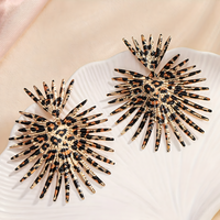 Leopard Print Burst Drop Earrings Women – Trendy 7.5cm Statement Earrings 773