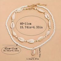 Bohemian Shell Bead Necklace for Women Vintage Multi Layered Cowrie Pendant 692