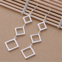 Geometric Square Drop Earrings for Women – Long Dangle Statement Copper 1196