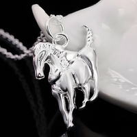 Elegant Horse Pendant Necklace, Premium Animal Charm Necklace link chain 1428