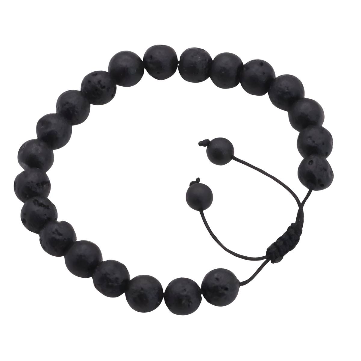 Unisex Natural Stone Bracelet, 8mm Lava Rock Beads & Tigers Eye, Adjustable B115