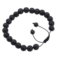 Unisex Natural Stone Bracelet, 8mm Lava Rock Beads & Tigers Eye, Adjustable B115