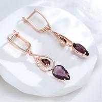 Long Drop Earrings for Women, Copper Alloy with Rose Gold Colour Plating 1279
