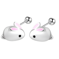 Rabbit Earrings for Women – 925 Silver-Plated Copper Alloy Cute Animal Studs 956