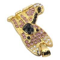 Gold Plated German Shepherd Pendant Necklace with Sparkling Cubic Zirconi B244
