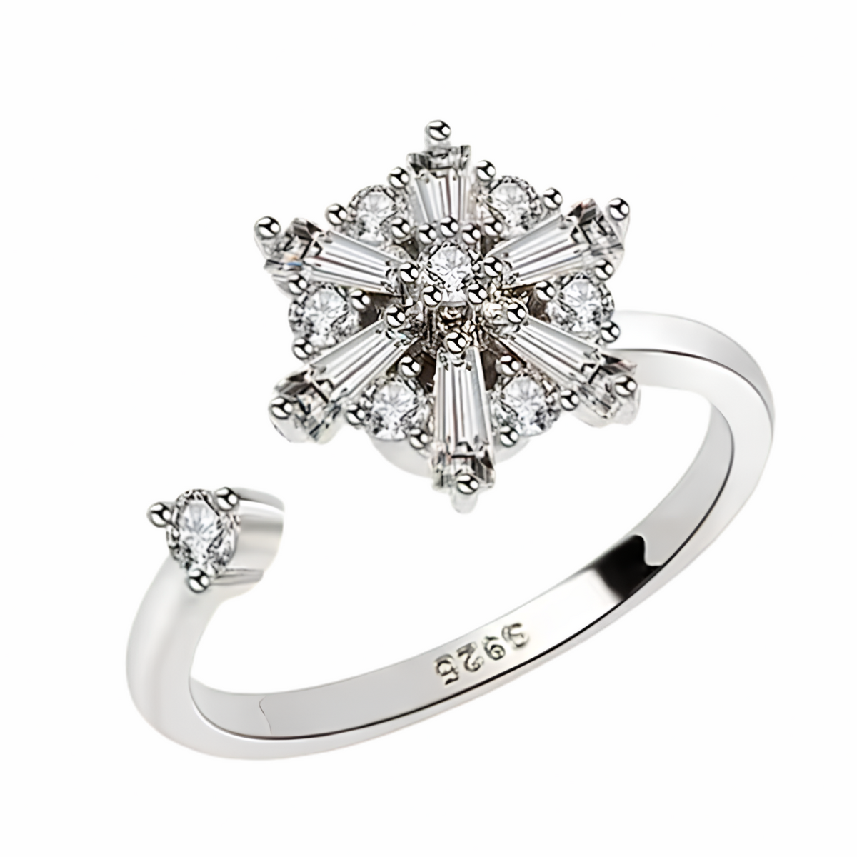 Adjustable Snowflake Spinner Ring For Women, Rotating Fidget Anxiety Ring 1520