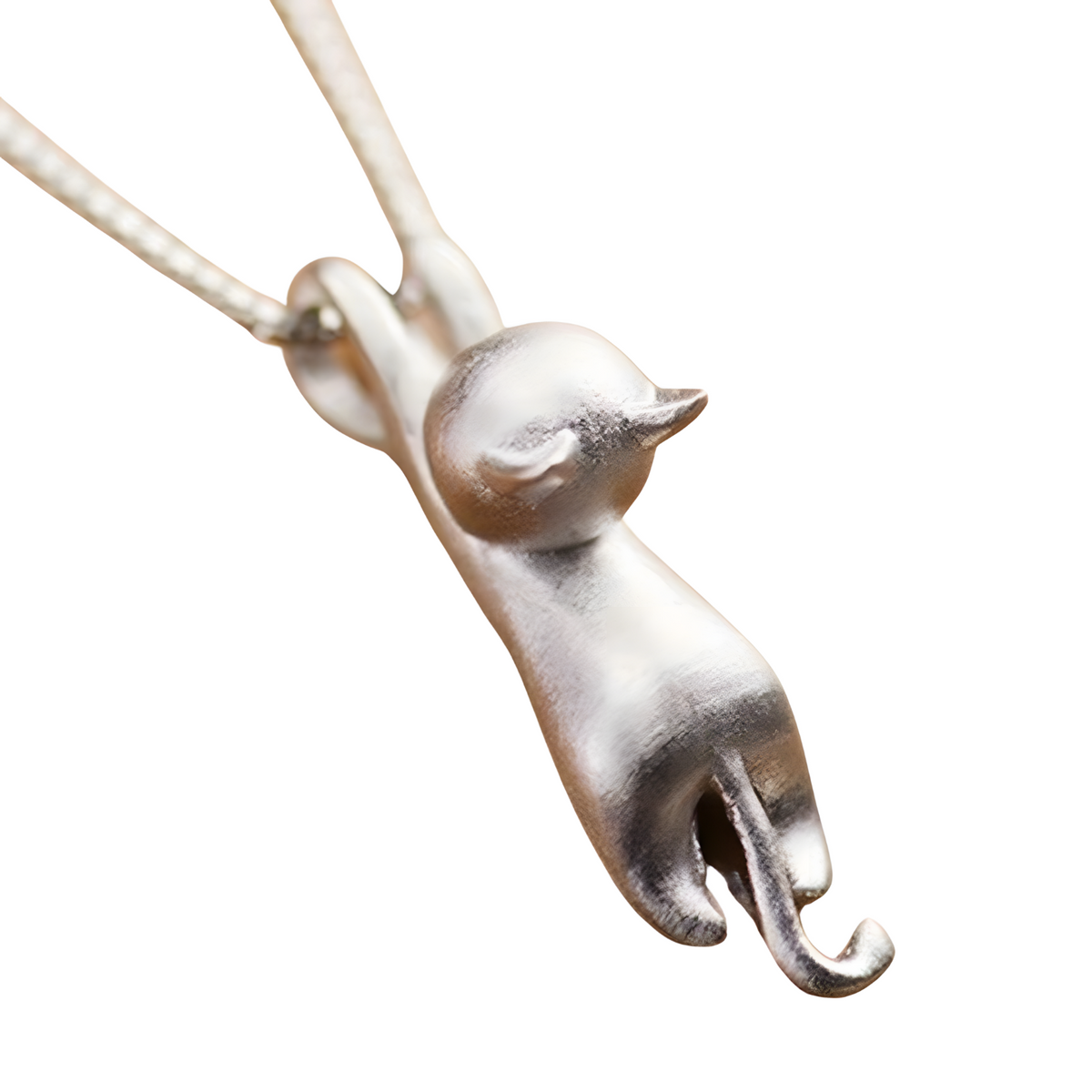Cute Cat Pendant Necklace for Women – Minimalist Animal Design in Silver 829
