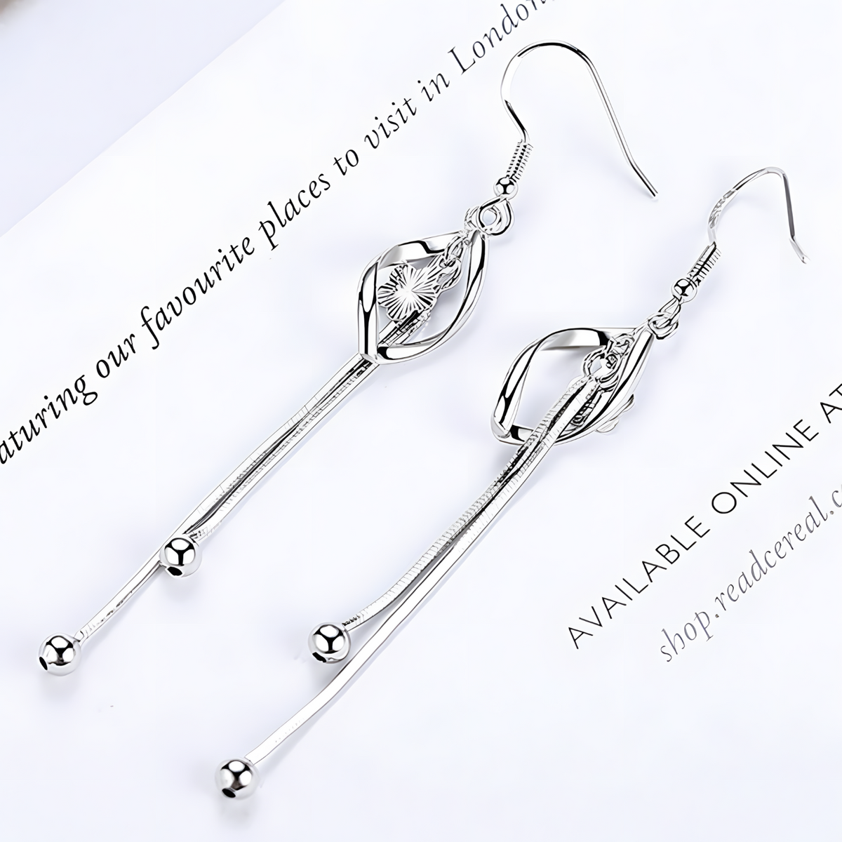 925 Silver-Plated Floral Long Drop Earrings for Women – Elegant Leaf Design 918