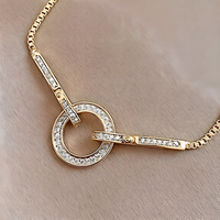 Unified Jewellery Gold-Plated Circle Link Bracelet Women – Sparkling Crystal 907