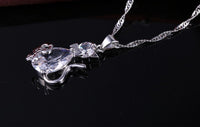 925 Sterling Silver Colour Cat Jewellery Set for Girls Cubic Zircon Necklace 726