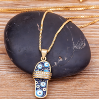 New Trend Enamel Slipper Pendant, Blue Evil Eye Protection Necklace B161
