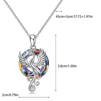 Stainless Steel Phoenix Pendant Necklace Women, Multicolor Crystal Circle 1256