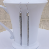 Long Tassel Drop Earrings Women, 925 Silver-Plated Alloy, Lightweight Dangle 967