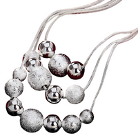 Frosted Bead 925 Sterling Necklace Women – Silver-Tone Snake Chain Jewelry 679