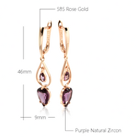 Long Drop Earrings for Women, Copper Alloy with Rose Gold Colour Plating 1279