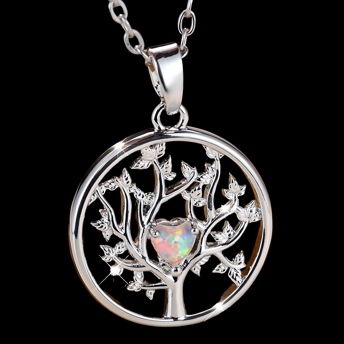 Tree of Life Pendant Necklace Women-Copper Metal Round Family Tree Necklace 1130