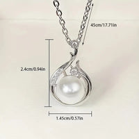 Copper Silver Plated Necklace Platinum Faux Pearl Pendant Niche Clavicle 61 UK