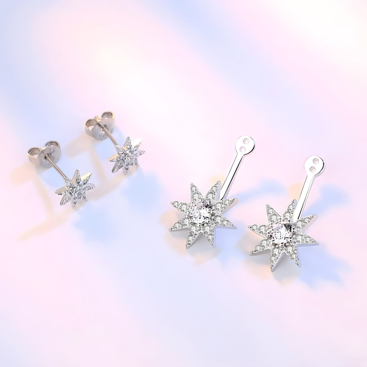 Sparkling Star Drop Earrings for Women - 925 Sterling Silver Elegant Dangle 332