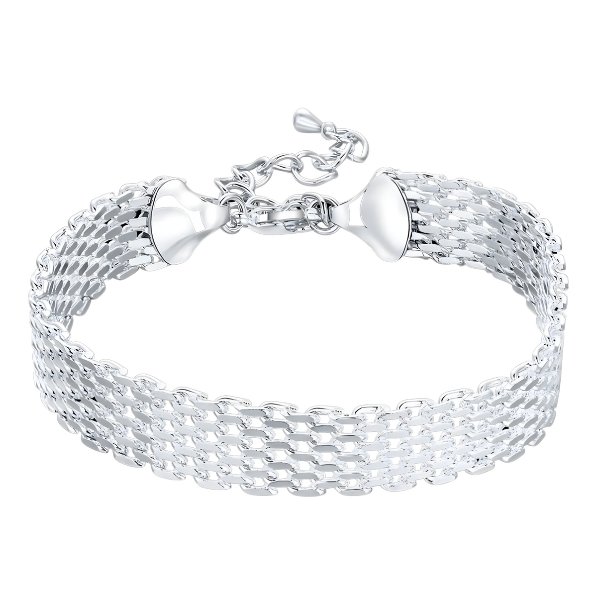 Exquisite Fashion Flat Mesh Weaving Chain Bracelet Hot 925 Sterling 659