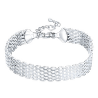 Exquisite Fashion Flat Mesh Weaving Chain Bracelet Hot 925 Sterling 659