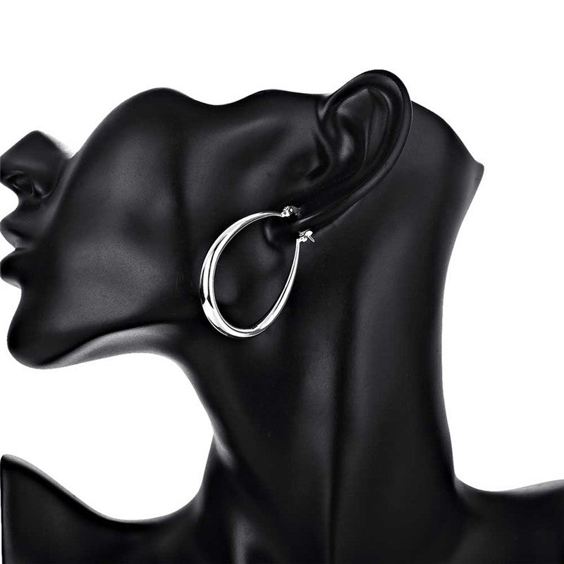 925 Sterling Silvery Double Hoop Earrings For Women - Vintage Boho Style 146
